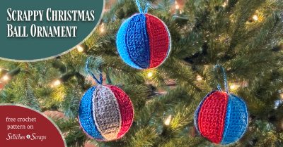 Scrappy Christmas Ball Ornament - a free crochet pattern on Stitches n Scraps