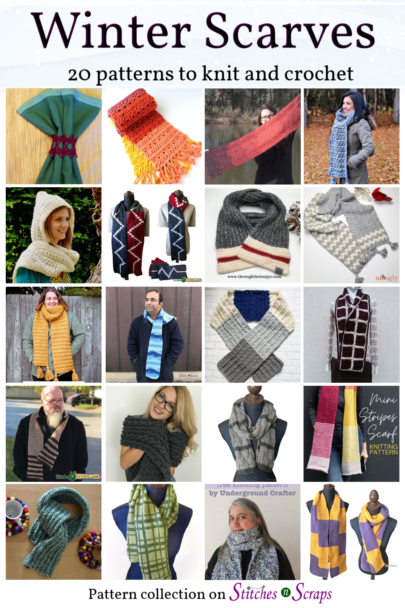 Winter Scarves - 20 Patterns to Knit and Crochet - Stitches n Scraps