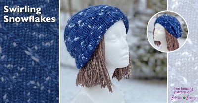 Swirling Snowflakes Knit Beanie Pattern on Stitches n Scraps