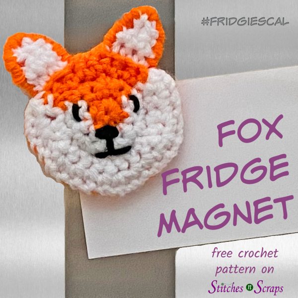 Fox Fridge Magnet - a free pattern on Stitches n Scraps