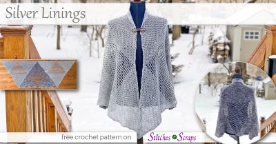 Silver Linings lacy crochet shawl pattern on Stitches n Scraps