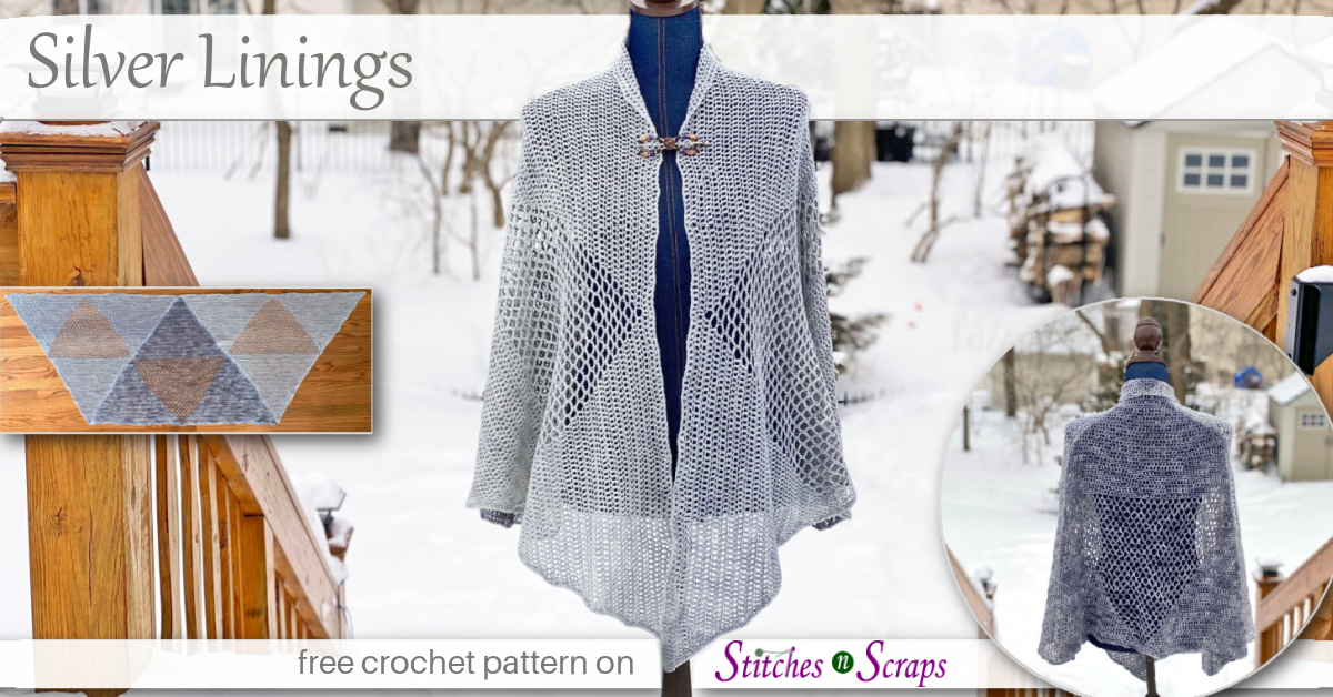 Silver Linings lacy crochet shawl pattern on Stitches n Scraps