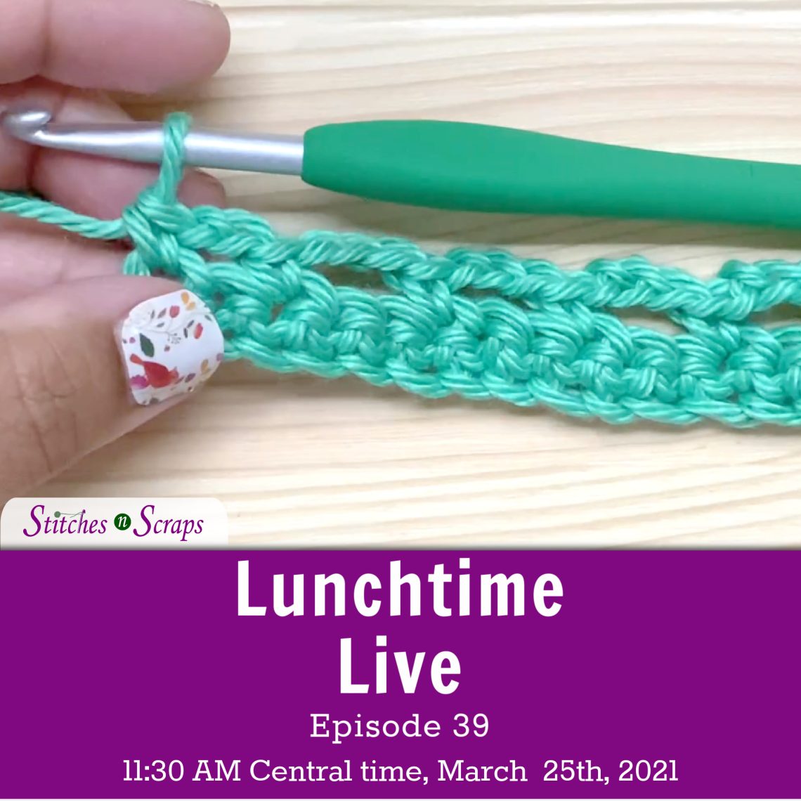 Lunchtime Live Episode 39 - Crocheting into chains and chain spaces.