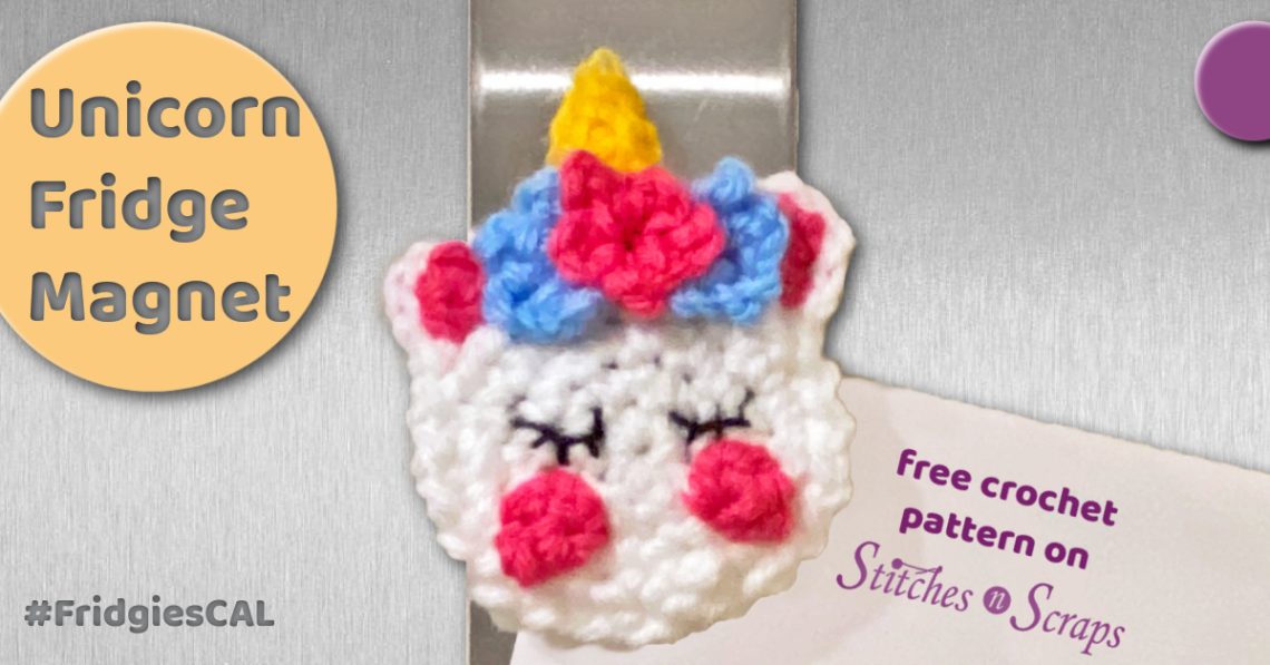 Unicorn Fridge Magnet crochet pattern on Stitches n Scraps