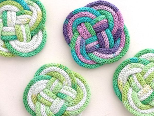 French Knitted Knotted Coasters from My Poppet Makes