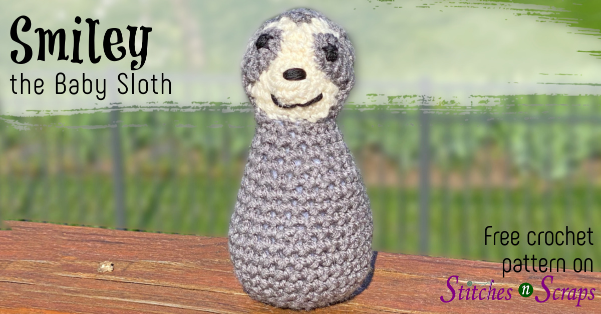 Smiley the Baby Sloth Crochet Amigurumi Pattern on Stitches n Scraps