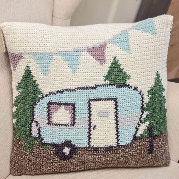 Camper Knit Pillow Cover from Briana K Designs