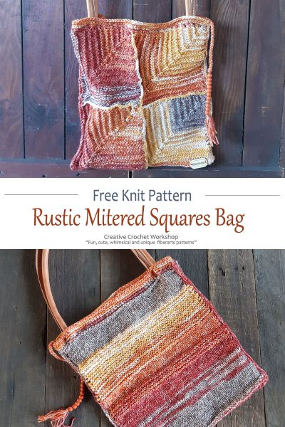 Knitted Rustic Mitered Squares Bag from Creative Crochet Workshop