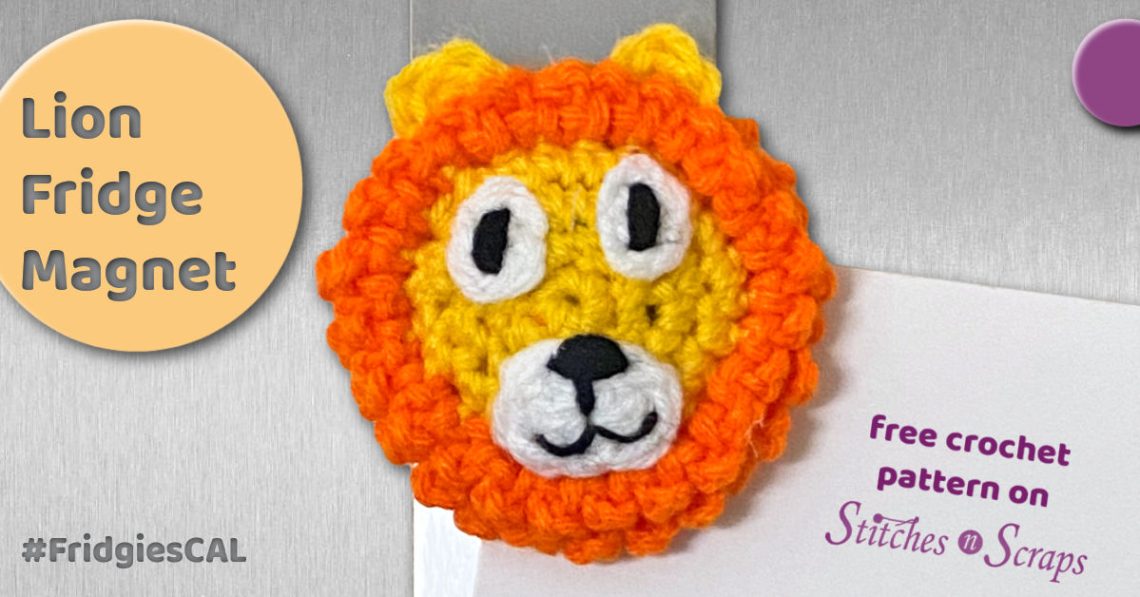 Lion Fridge Magnet on Stitches n Scraps