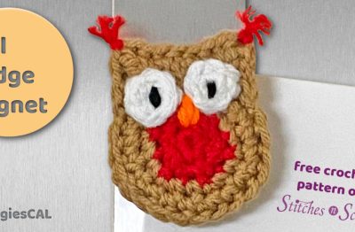 Owl Fridge Magnet - free crochet pattern on Stitches n Scraps