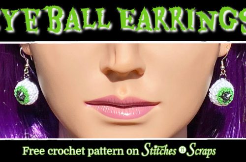 Eyeball Earrings - free Halloween crochet pattern on Stitches n Scraps