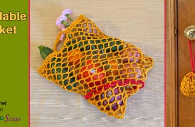 Foldable Market Bag - free crochet pattern on StitchesnScraps.com
