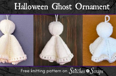 Halloween Ghost Ornament - Free knitting pattern on Stitches n Scraps