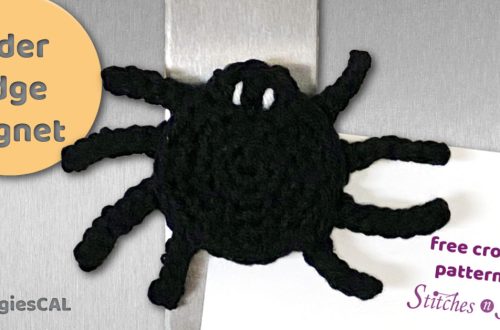 Spider Fridge Magnet - free crochet pattern on Stitches n Scraps