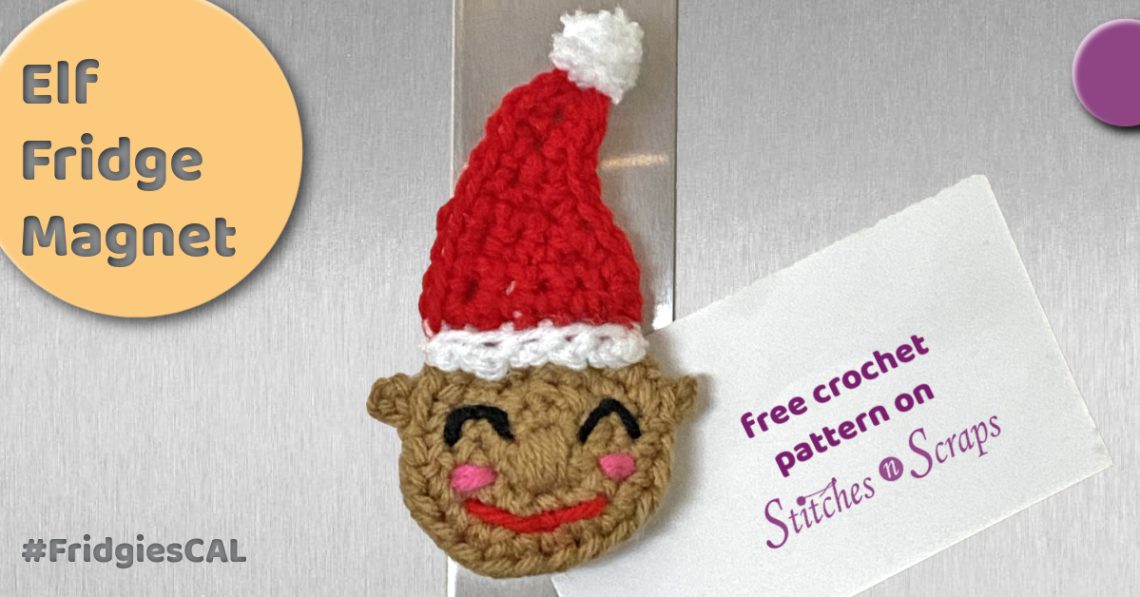 Elf Fridge Magnet - Free Crochet Pattern on Stitches n Scraps