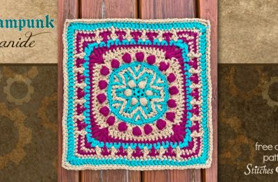 Steampunk Cyanide crochet blanket square pattern on Stitches n Scraps