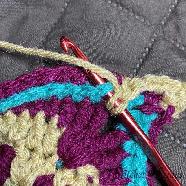 Working into exposed tops of stitches