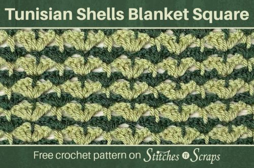 Tunisian Shells Blanket Square - free crochet pattern on Stitches n Scraps