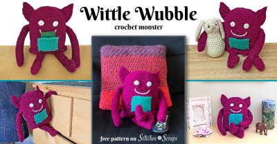 Wittle Wubble Crochet Monster - free pattern on Stitches n Scraps