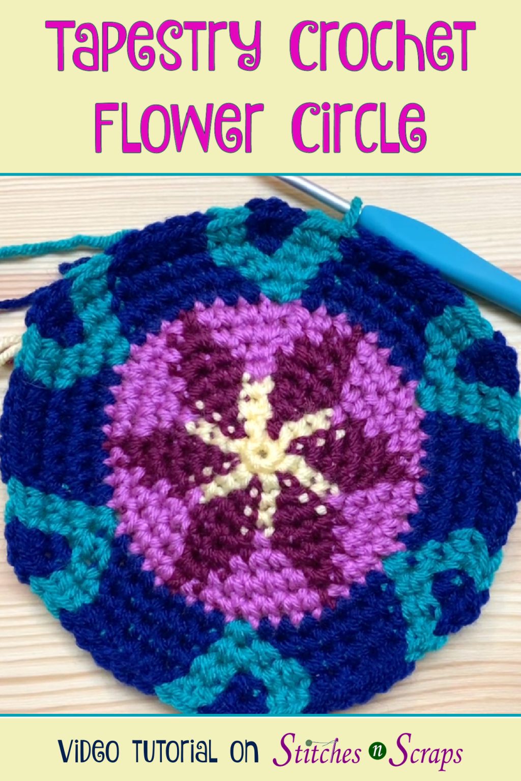 Tapestry Crochet Flower Circle Tutorial Stitches n Scraps