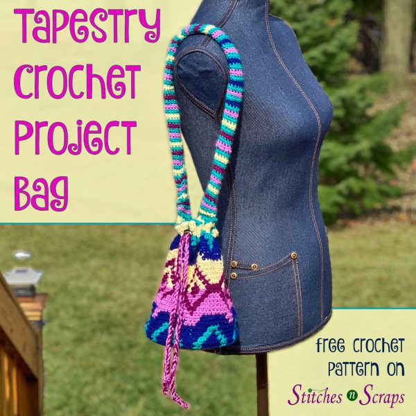 Tapestry Crochet Project Bag - free crochet pattern on Stitches n Scraps