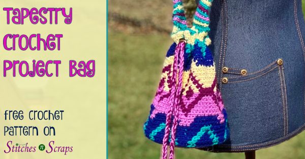 Tapestry Crochet Project Bag - free crochet pattern on Stitches n Scraps