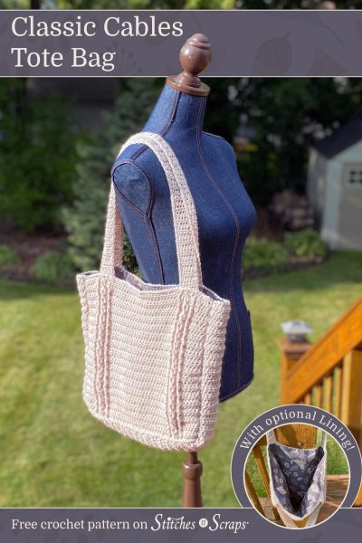 Cabled Crochet Tote Bag Pattern - Stitches n Scraps