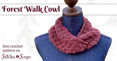 Forest walk twisted cowl crochet pattern on Stitches n Scraps