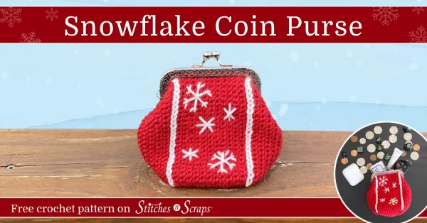 Snowflake crochet coin purse - free pattern on Stitches n Scraps