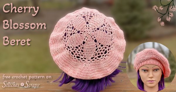 Cherry Blossom Beret - Free crochet pattern on Stitches n Scraps