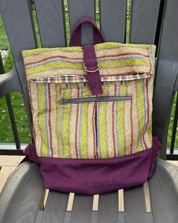 backpack with handwoven fabric