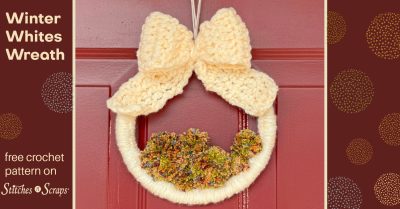 Winter Whites crochet embroidery hoop wreath