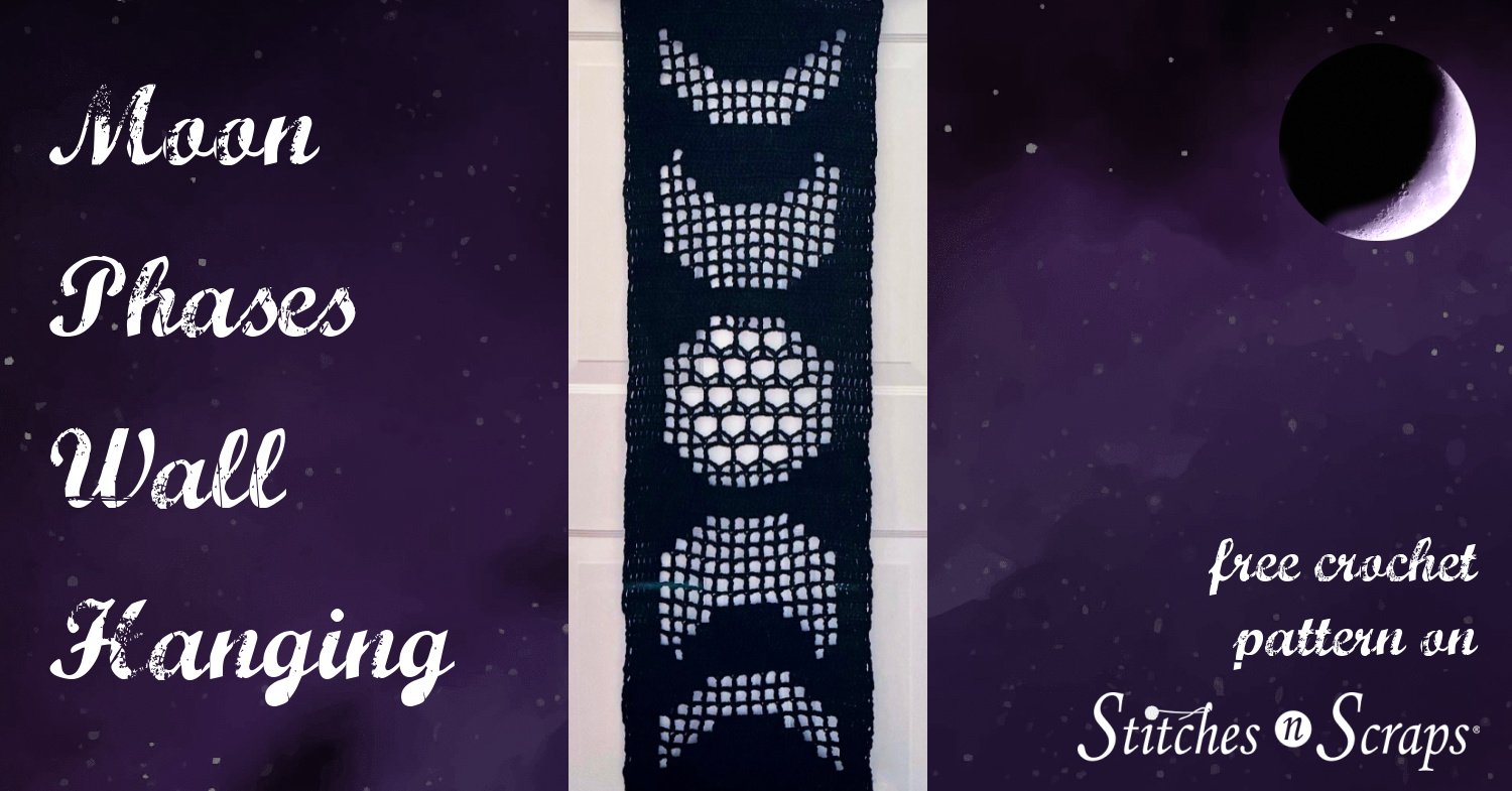Moon Phases Wall Hanging Crochet Pattern - Stitches n Scraps, image size:1500x785