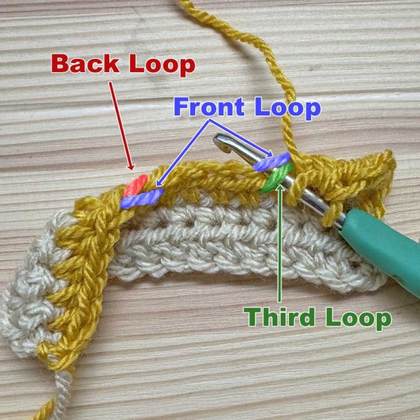 Working into the third and front loop