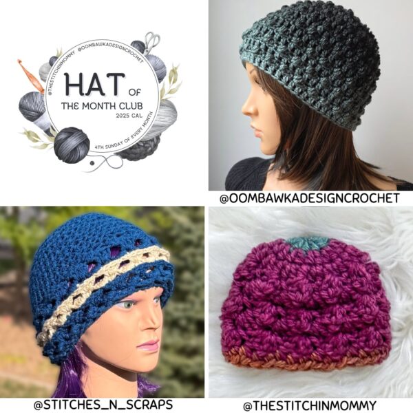 Collage of November 2025 Hat of the Month Club hats